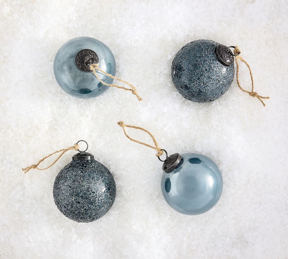 Blue Mixed Ball Ornaments - Set of 4 | Pottery Barn (US)