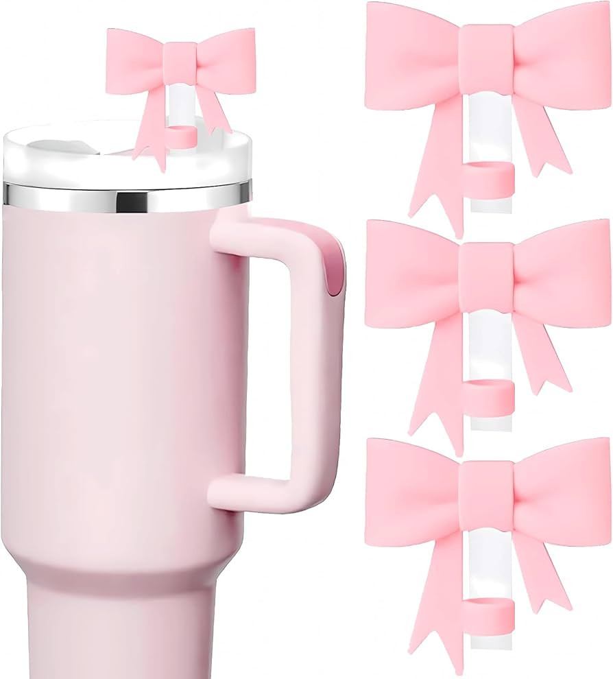 Straw Covers - Bow Stanley Cup Straw Toppers, 10mm Cute Silicone Reusable Stanley Cup Accessories... | Amazon (US)