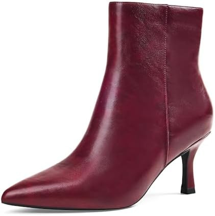 GENSHUO Women's Pointed Toe Kitten Ankle Booties 2.75 Inch high heel Fall Winter Short Boots with... | Amazon (US)