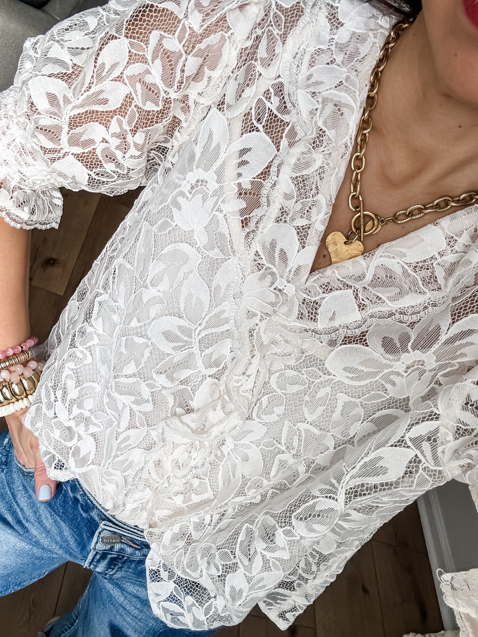 Small lace top. 25 boyfriend jeans. Valentine’s Day outfit. Heart necklace.



#LTKOver40 #LTKValentine