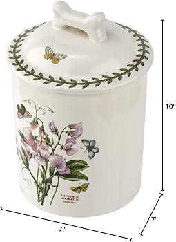 Portmeirion Botanic Garden 7-Inch Pet Treat Jar - Sweet Pea Motif with Bone-Shaped Handle, Fine P... | Amazon (US)