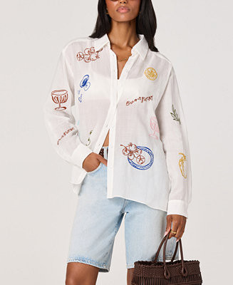 ASTR the Label Women's Trace Collared Shirt - Macy's | Macy's