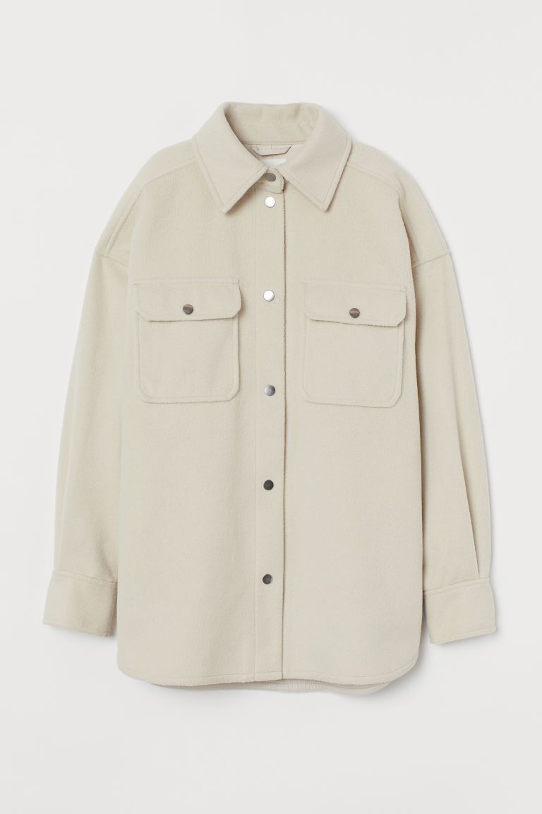 H & M - Felted Shirt Jacket - Beige | H&M (US + CA)