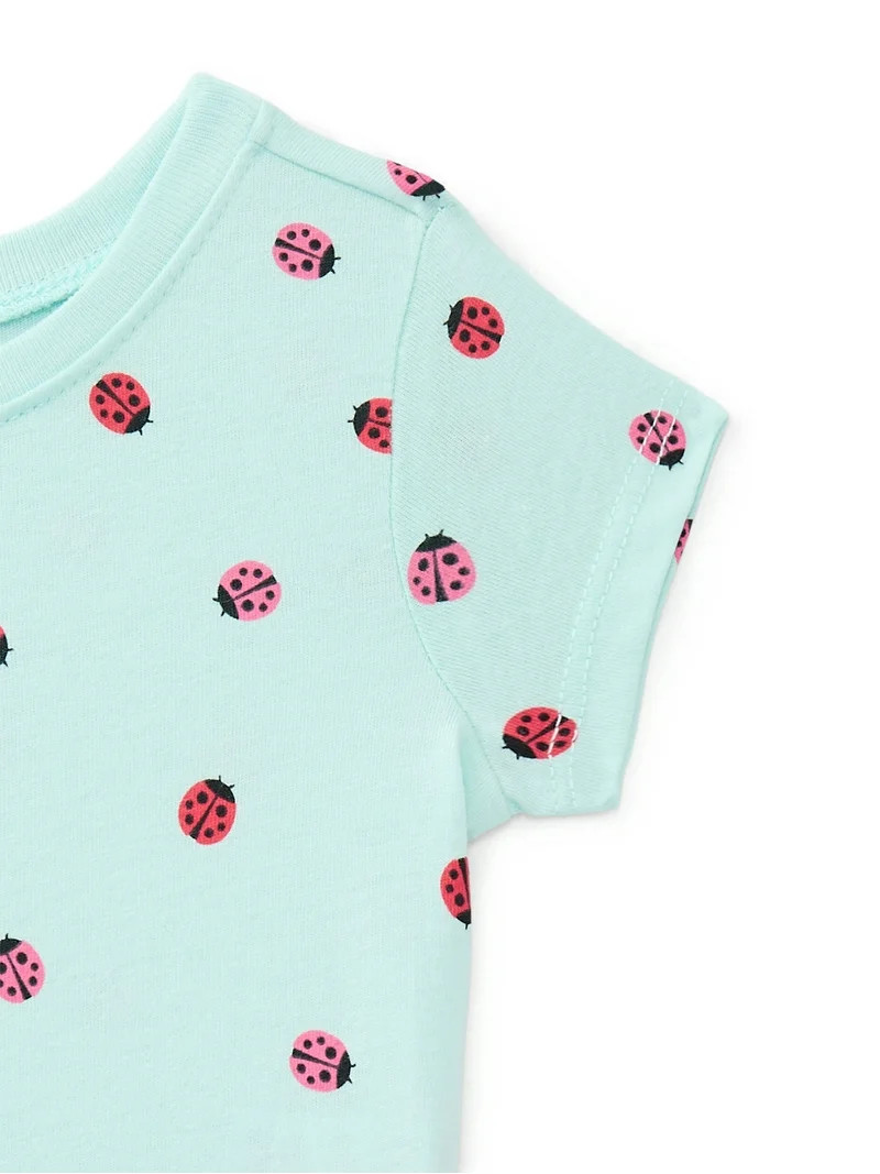 Wonder Nation Baby Girls Crewneck Tee with Short Sleeves, Sizes 0/3M-24M | Walmart (US)