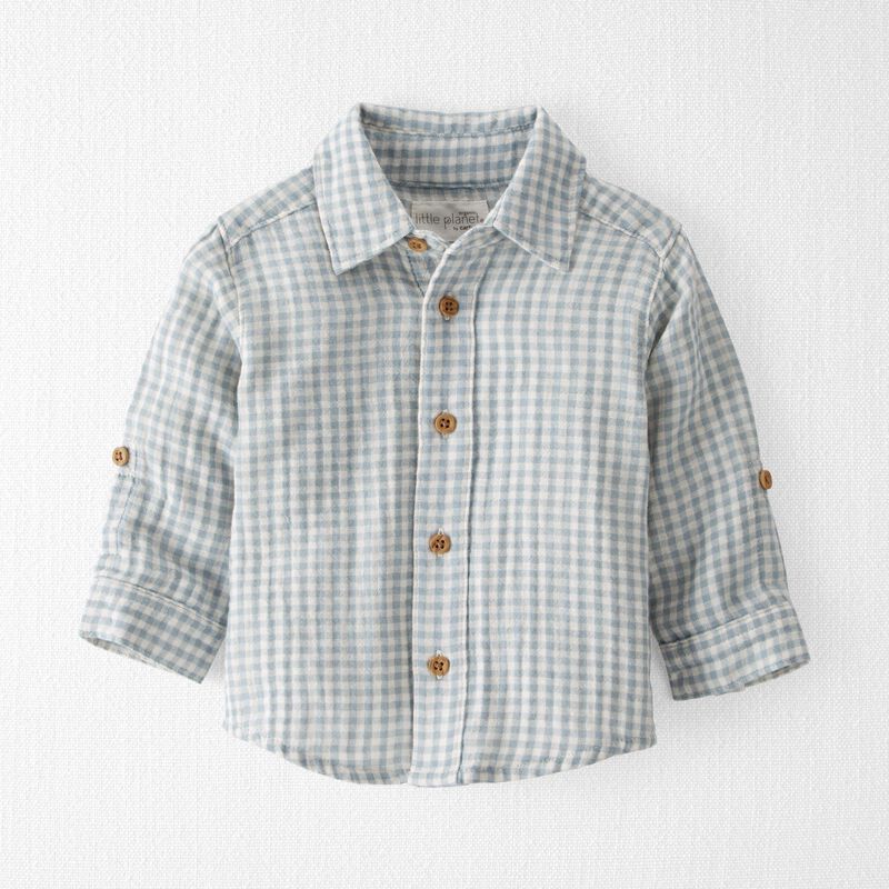 Baby Gingham Print Organic Cotton Button-Front Shirt | Carter's