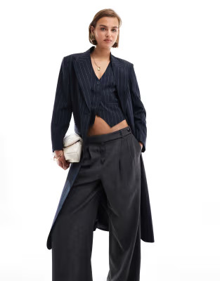 ASOS DESIGN duster blazer in navy stripe | ASOS | ASOS (Global)
