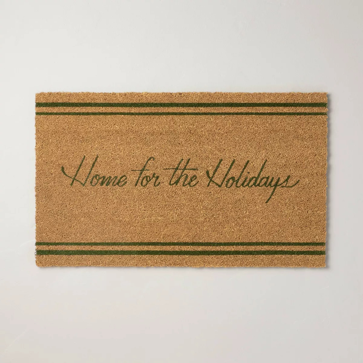 Home for the Holidays Coir Christmas Doormat Tan/Evergreen - Hearth & Hand™ with Magnolia | Target