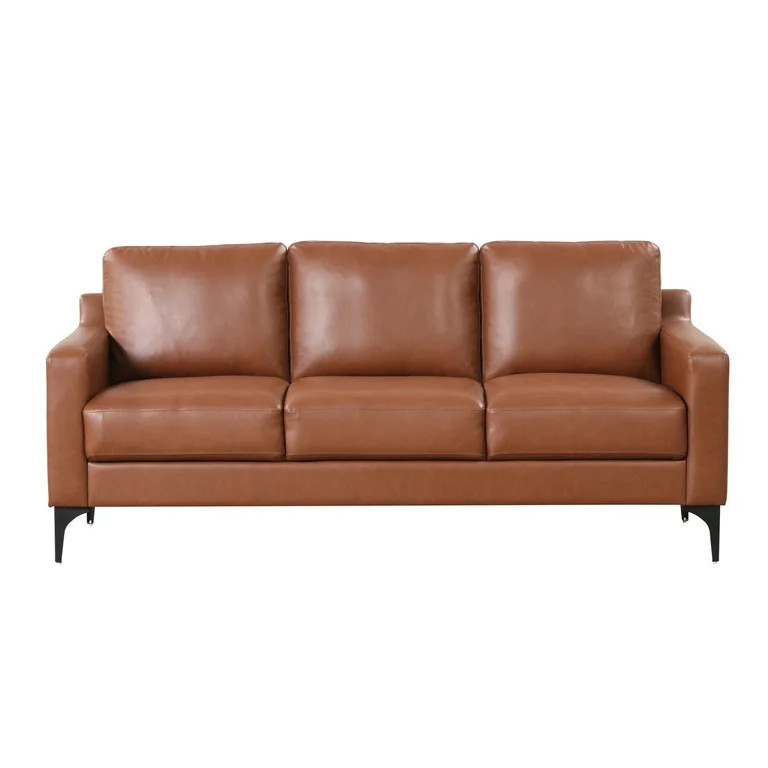 Serta Hemsworth Mid-Century Modern Style Sofa, Brown Faux Leather | Walmart (US)