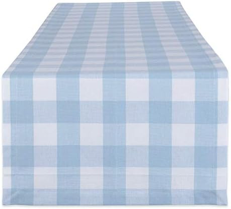DII Buffalo Check Collection, Classic Farmhouse Table Runner, 14x72", Light Blue & White | Amazon (US)