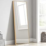 ZHOWI Full Length Mirror Standing Hanging Leaning Against Wall, Large Gold Floor Mirror for Bedroom  | Amazon (US)