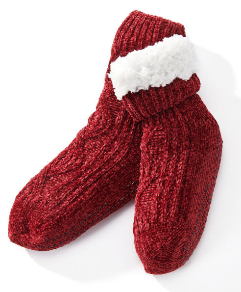 Red Cable Knit Chenille Reading Sock | Barnes & Noble