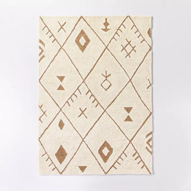 Claybourne Geometric Shag Diamond Wool/Jute Area Rug Ivory - Threshold™ designed with Studio Mc... | Target
