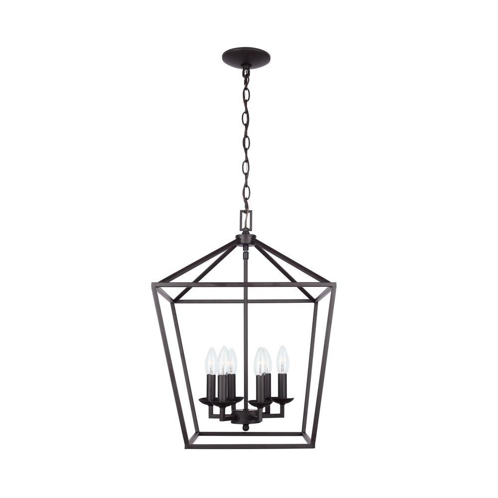 Weyburn 6-Light Bronze Caged Chandelier | The Home Depot