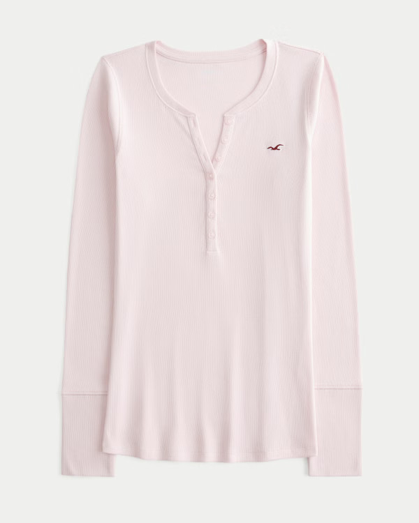 Women's Long-Sleeve Icon Henley | Women's New Arrivals | HollisterCo.com | Hollister (US)