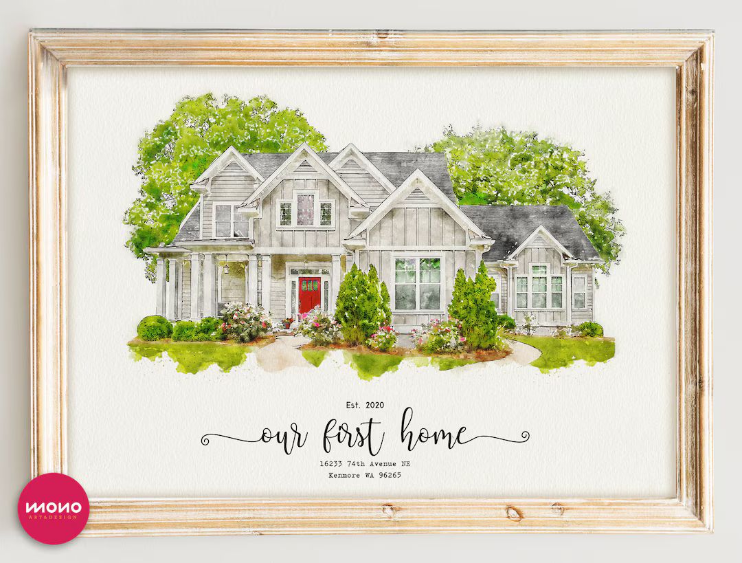Custom Watercolor House Portraitwatercolor House Paintingpersonalized Housewarming Giftfirst Home... | Etsy (US)