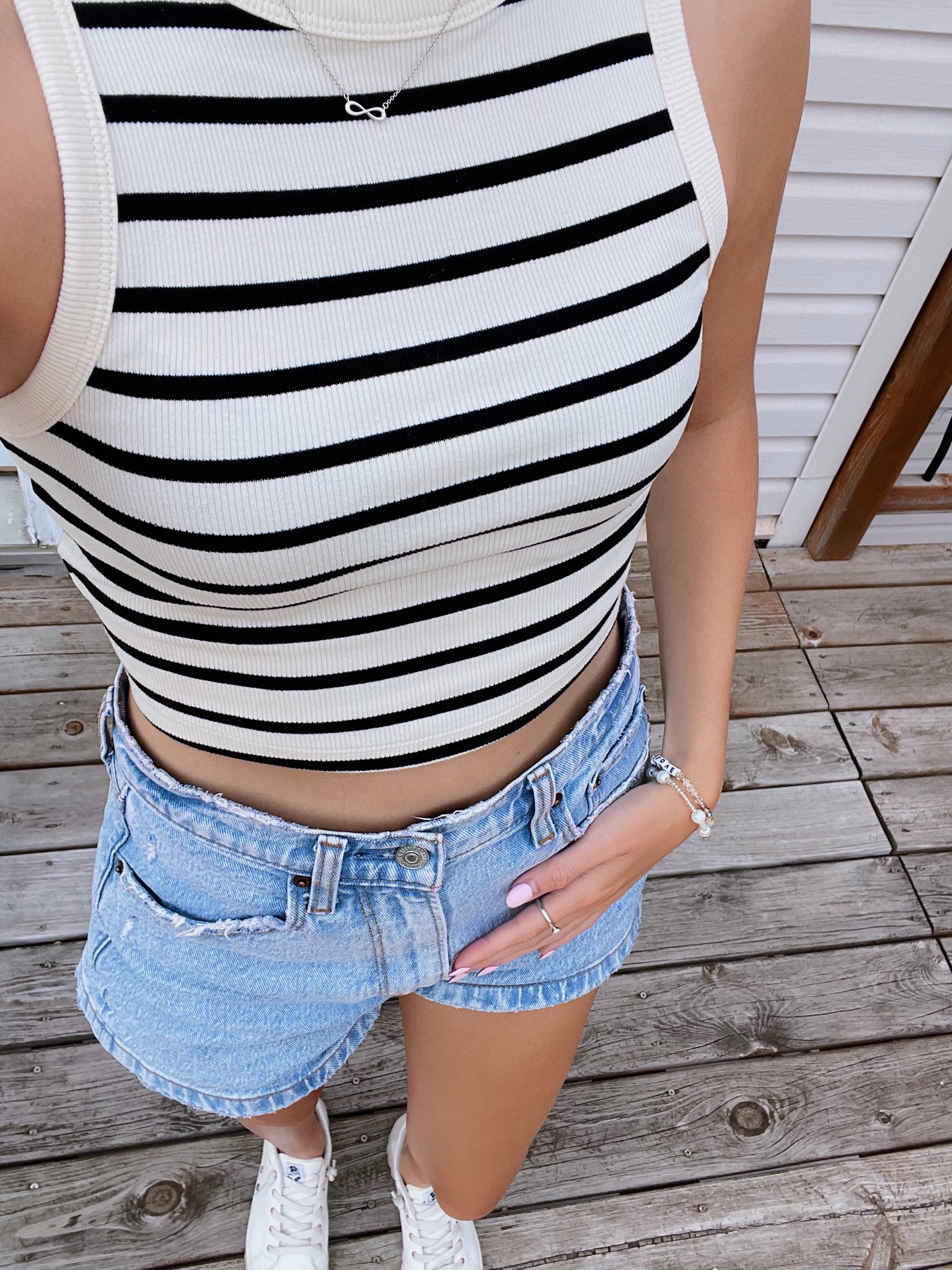 basic coastal inspired outfit for summer! I’ve been obsessed with stripes lately so I’ve been incorporating them as much as I can. I also plan on wearing this top with my overalls later this summer 🤍 paired with my favorite pair of denim shorts, some of my favorite Roxy sneakers, and some of my staple jewelry.

#LTKunder50 #LTKSeasonal #LTKstyletip