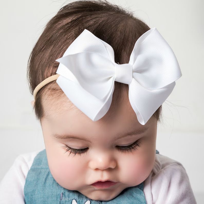 PICK COLOR Nylon Bow Headbands, Baby bow Headband , One size fits all nylon headbands, baby headb... | Etsy (US)