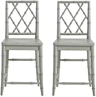 Universal Furniture Bamboo Carved X-Back 29" Bar Stool with Contoured Wood Seat in Gray (Set of 2... | Amazon (US)