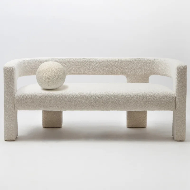 Brycie 66'' Wide Boucle Upholstered Bedroom Room Bench with Toss Pillow | Wayfair North America