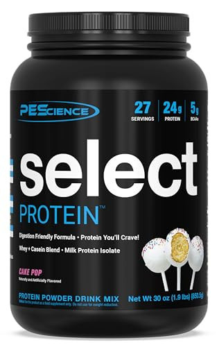 PEScience Select Protein Powder, Whey and Casein Blend, Clean Protein Powder for Women and Men, Low Calorie, Low Carb, Keto Friendly, Gluten Free, Cake Pop, 27 Servings | Amazon (US)