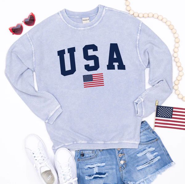 USA Flag Corded Crew | Limeberry Designs