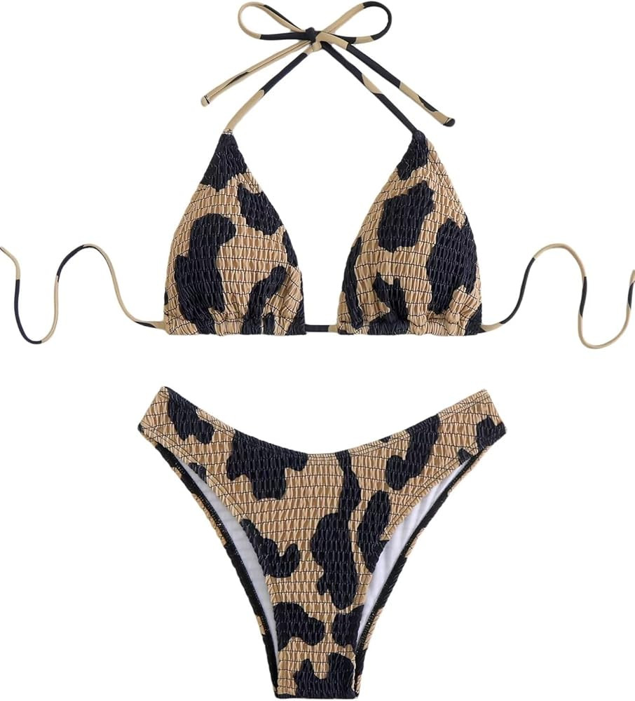 Women's Camo Halter Bathing Suit High Waisted Summer Swimsuit Bikini Set | Amazon (US)