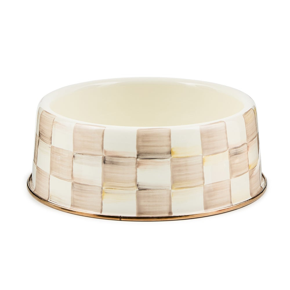 Mocha Check Large Pet Dish | MacKenzie-Childs