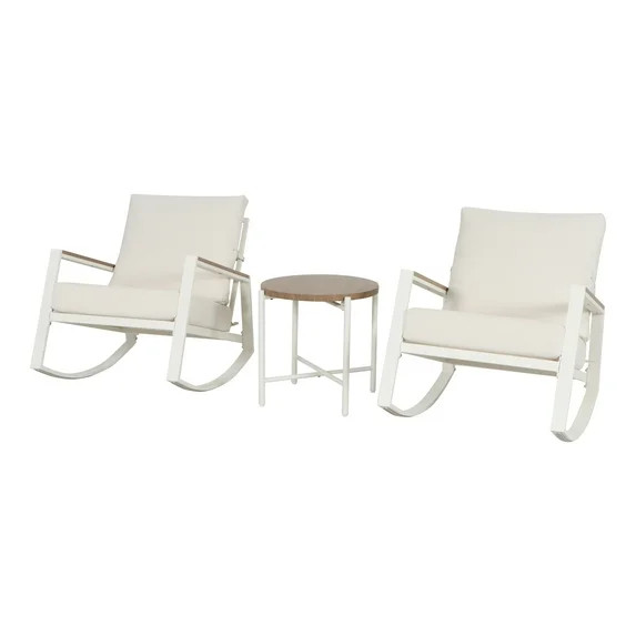 Mainstays Westmont 3-Piece Outdoor Rocker Set, White | Walmart (US)