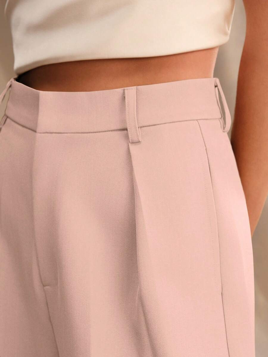 Anewsta Casual Minimalist Solid Color Wide Leg Suit Pants | SHEIN