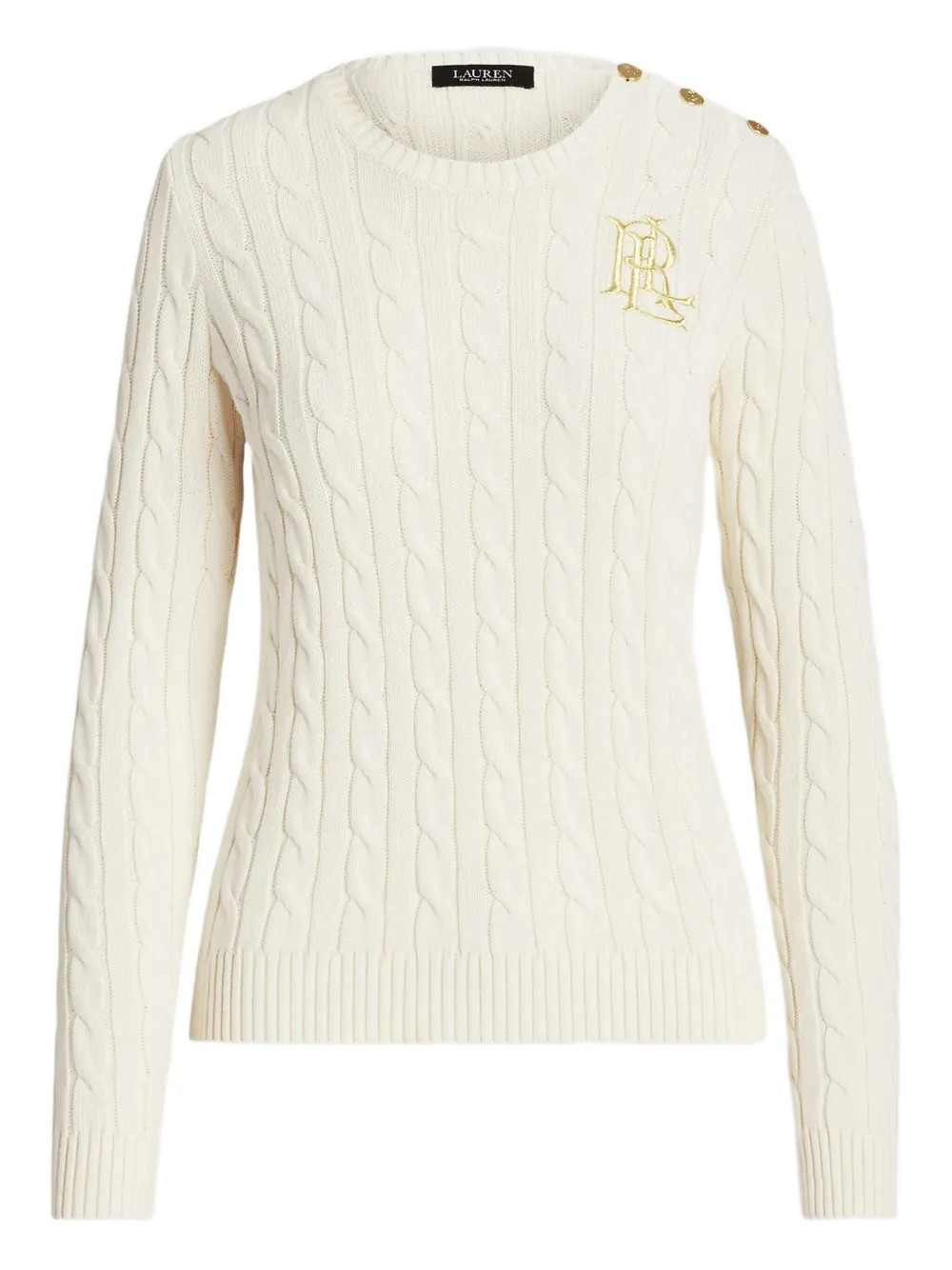 Lauren Ralph Lauren cable-knit button-detail sweater - White | Farfetch Global