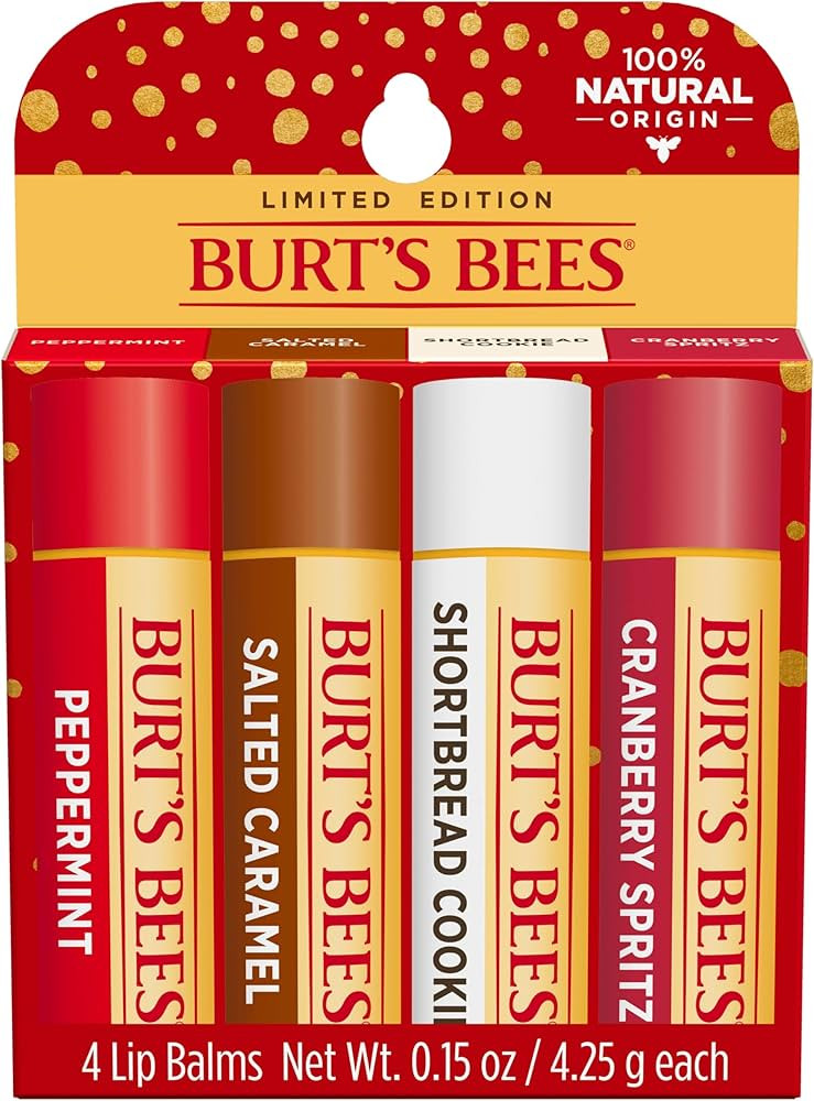 Burt's Bees Christmas Gifts, 4 Lip Balms Stocking Stuffers Products, Festive Fix Set - Peppermint... | Amazon (US)