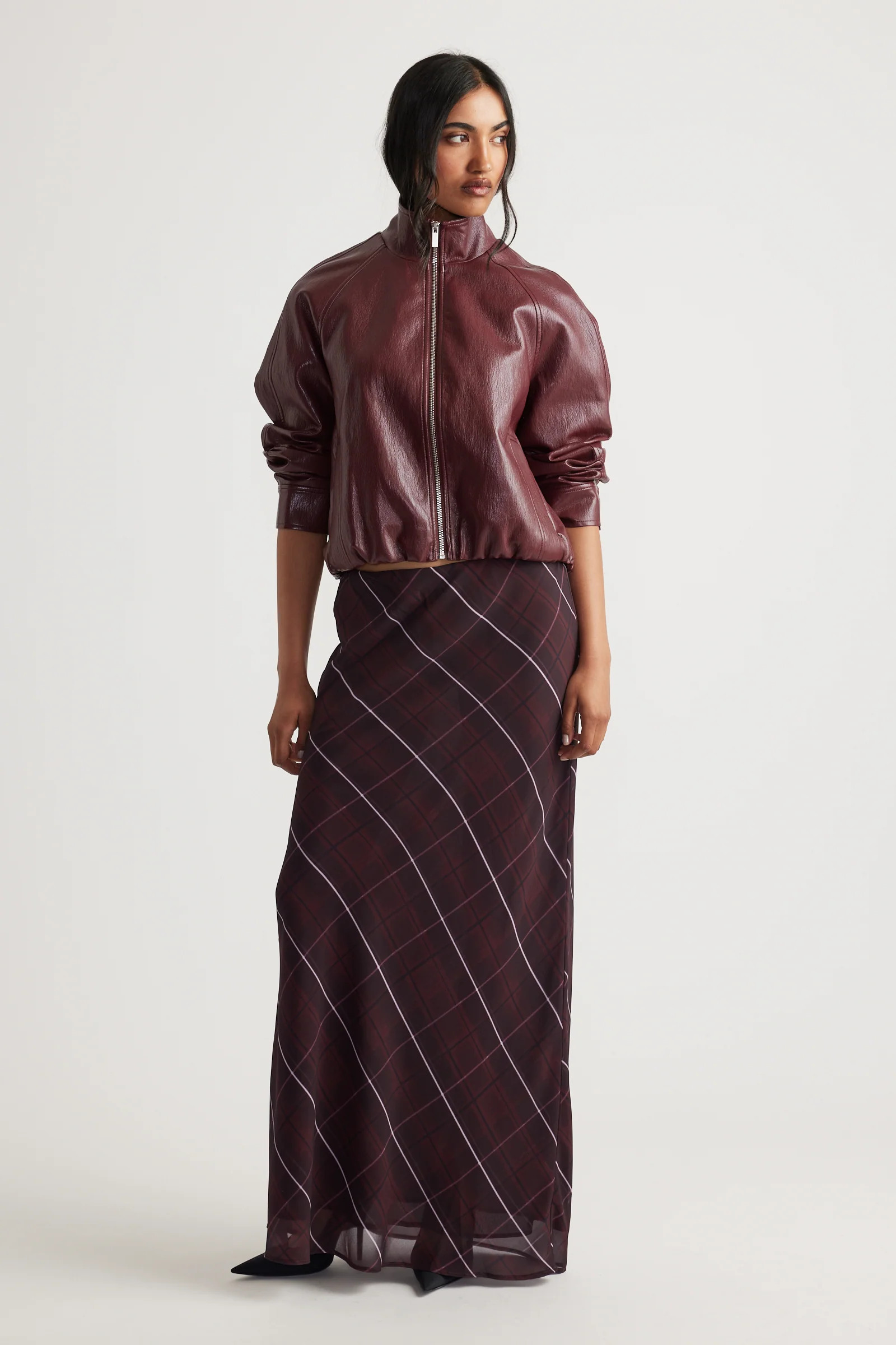 Alice Sheer Maxi Skirt - Check Print | DECJUBA