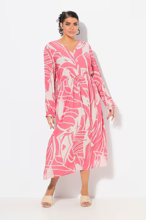 Abstract Print Long Sleeve Dress | Ulla Popken - US