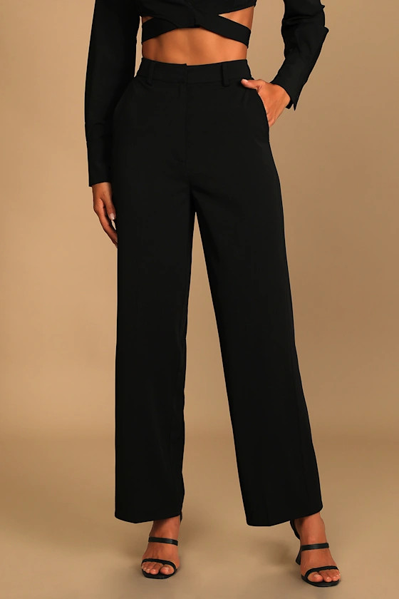 So Get This Black High-Waisted Wide-Leg Trouser Pants | Lulus