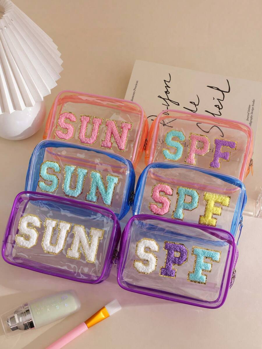 1 Piece Waterproof Clear SPF SUN Sunscreen Organizer Cosmetics Bag PVC Zippered Toiletry Carry Po... | SHEIN