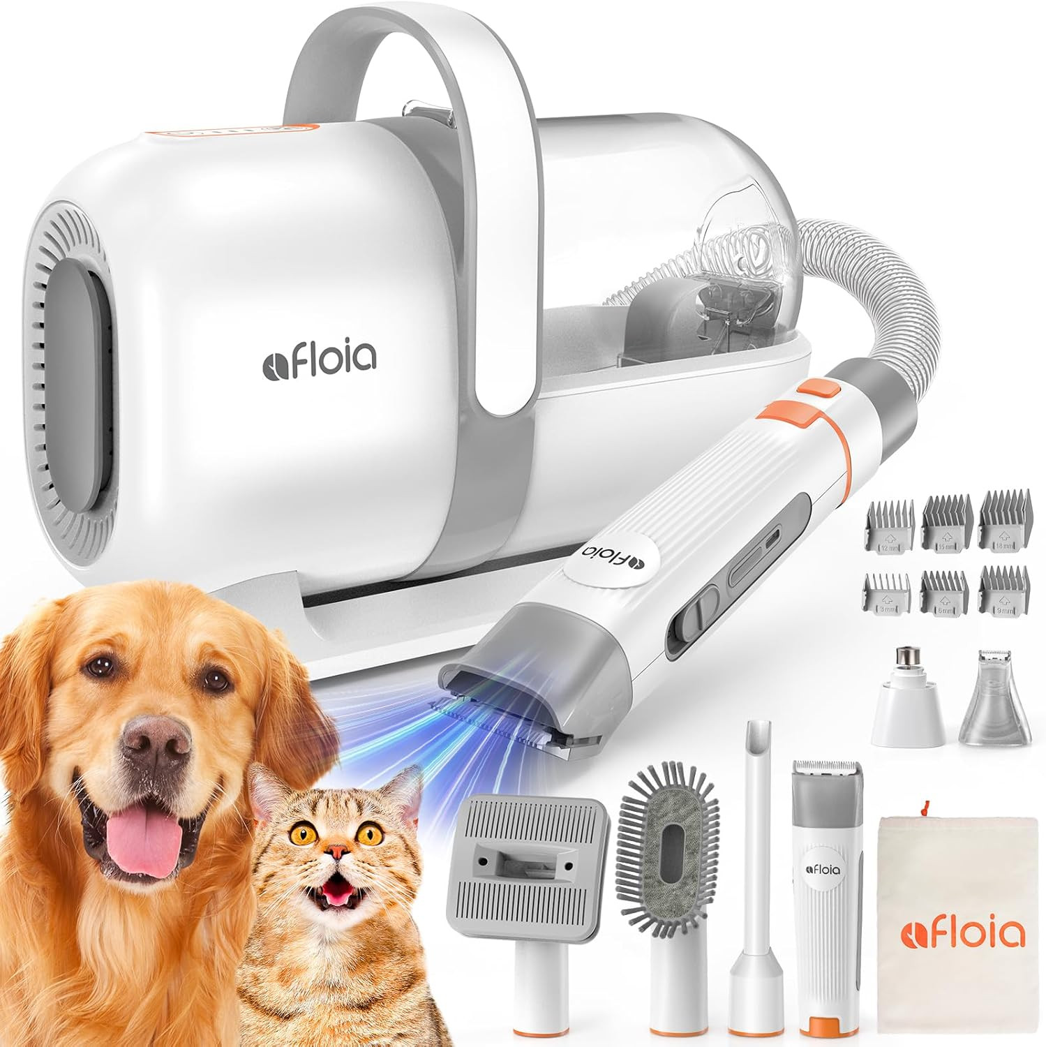 Afloia 6-in-1 Dog Grooming Kit, Pet Grooming Vacuum for Shedding, Dog Hair Vacuum with Clipper Na... | Amazon (US)