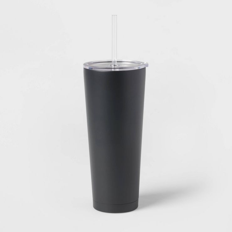 25oz Double Walled Stainless Steel Vacuum Tumbler with Silicone Lid & Straw | Target