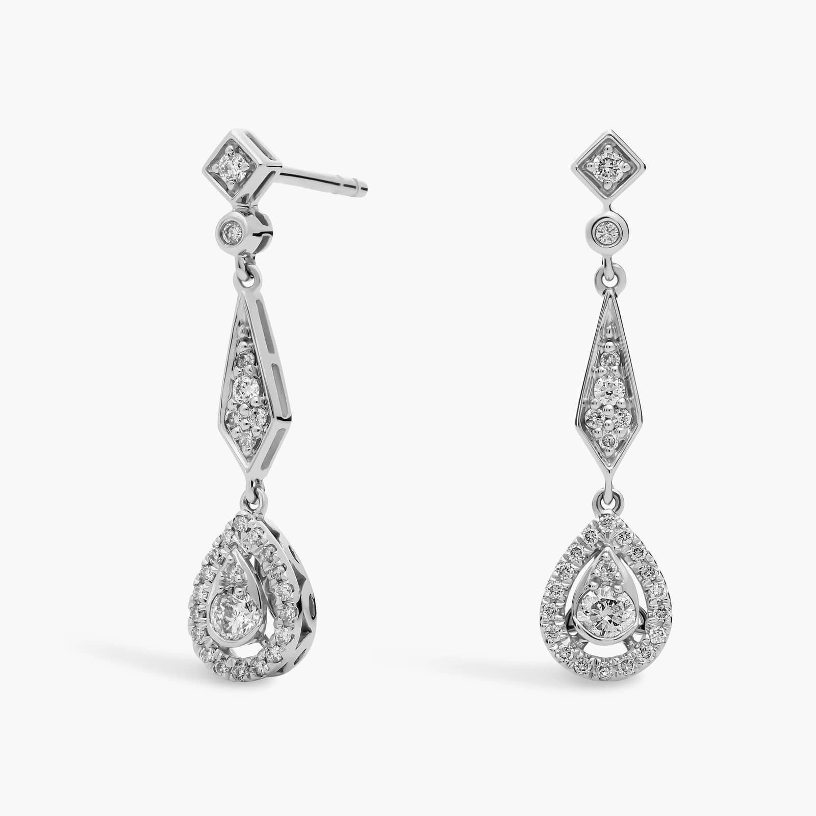 Diamond Vintage-Inspired Teardrop Earrings In 14k White Gold (1/3 ct. tw.) | Blue Nile