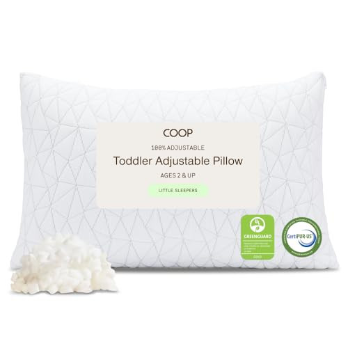 Coop Home Goods Original Toddler Adjustable Pillow, Soft, Breathable, 19" x 13" Washable Mini Bed Pillow for Kids with Premium Memory Foam and Zippered Cover, CertiPUR-US/GREENGUARD Gold | Amazon (US)
