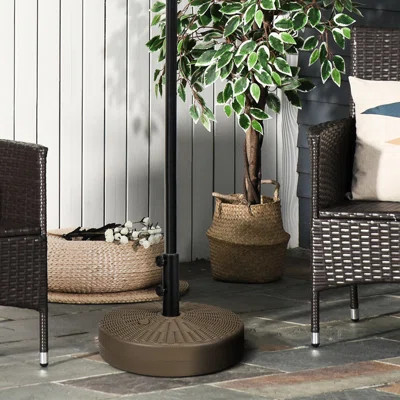64 Lbs Heavy Duty Outdoor Umbrella Base - Fillable, 1.5" 2" Pole, Brown Design Fillable Use, Or Pole Compatible, | Wayfair North America
