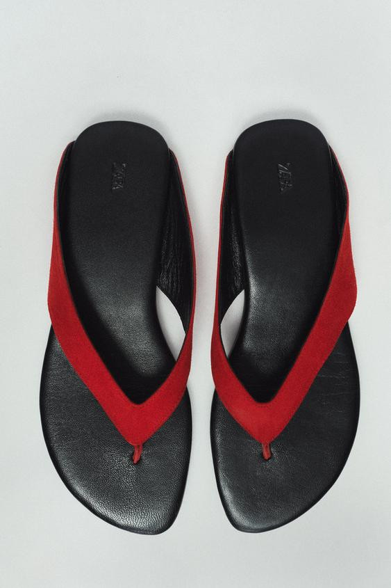 FLAT LEATHER SANDALS | Zara UK