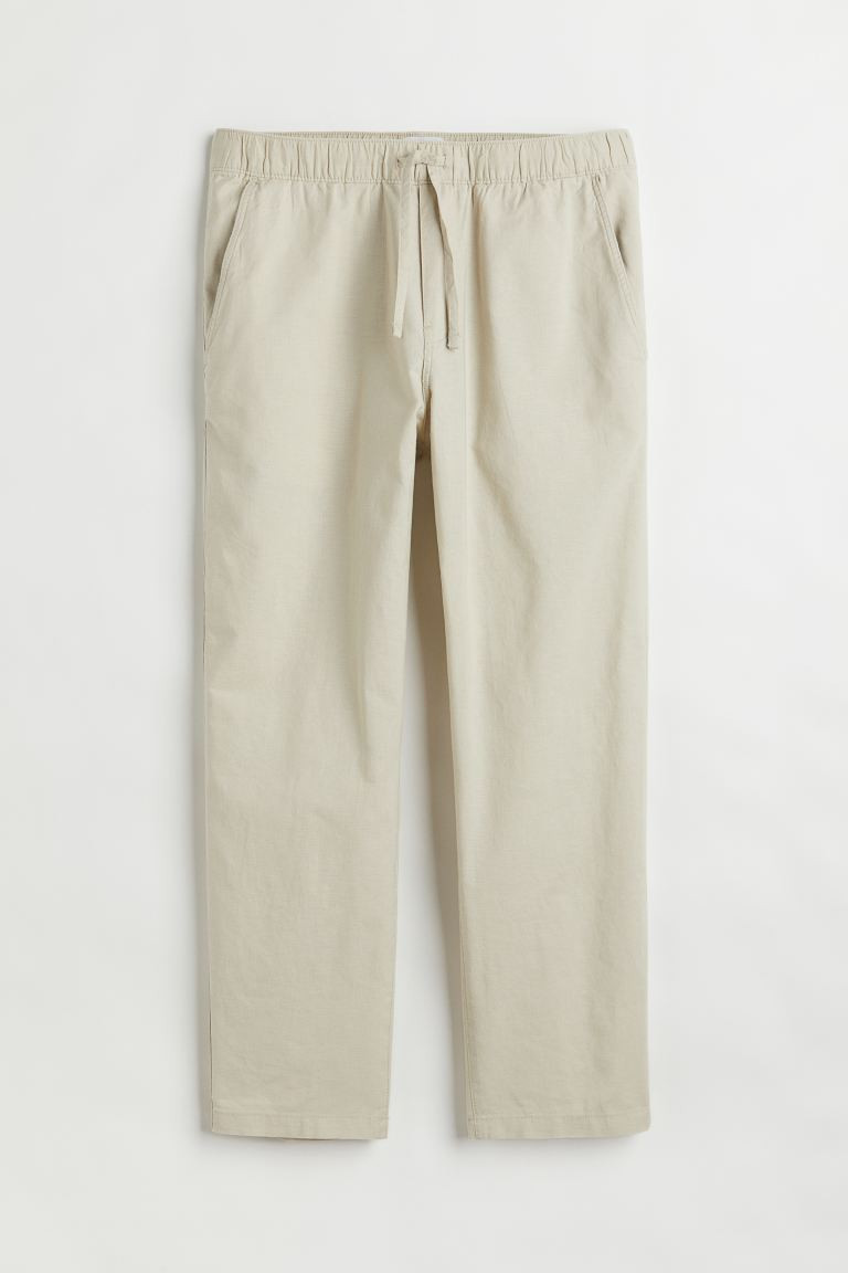 Relaxed Fit Linen-blend joggers - Light beige - Men | H&M GB | H&M (UK, MY, IN, SG, PH, TW, HK)
