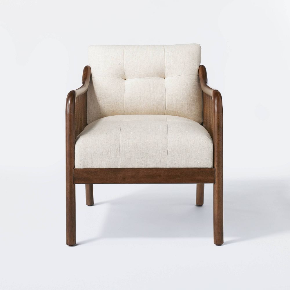 Woodspring Caned Accent Chair Dark Walnut/Cream (FA) - Threshold™ designed with Studio McGee | Target