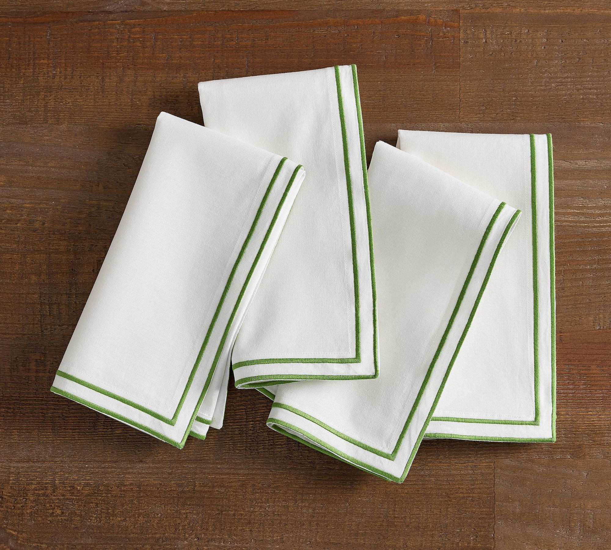Gretchen Bordered Cotton/Linen Napkins - Set of 4 | Pottery Barn (US)