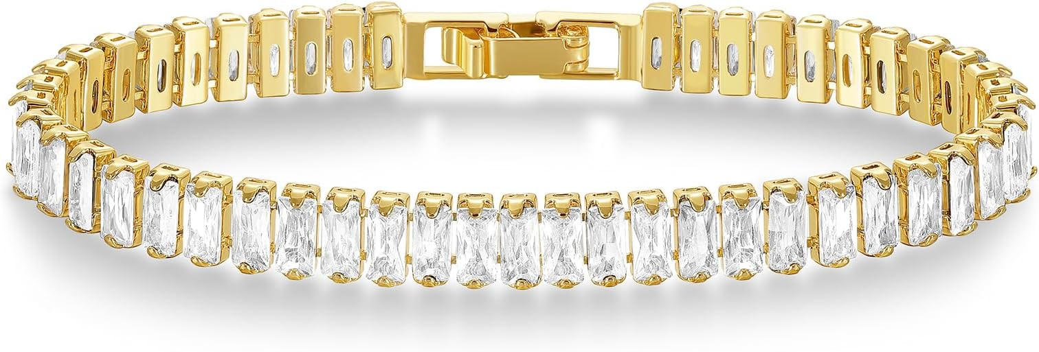 KELORIS PATH Tennis Bracelets for Women 14K Gold Plated/White Gold CZ Bracelet Classic Adjustable... | Amazon (US)