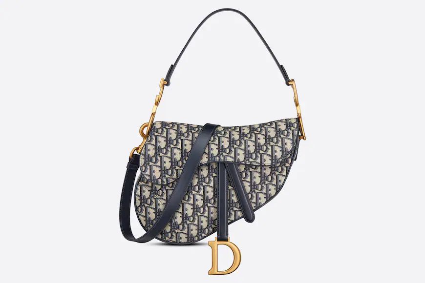 Saddle Bag with Strap Blue Dior Oblique Jacquard | DIOR | Dior Couture