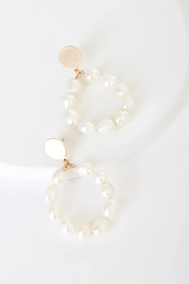 Sail Away with Me Gold and Pearl Hoop Earrings | Lulus (US)