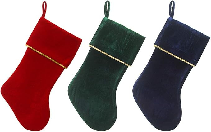 Etistta Classic 20 inch Velvet Christmas Stockings, Christmas Decor Soft Velvet Stockings for Chr... | Amazon (US)
