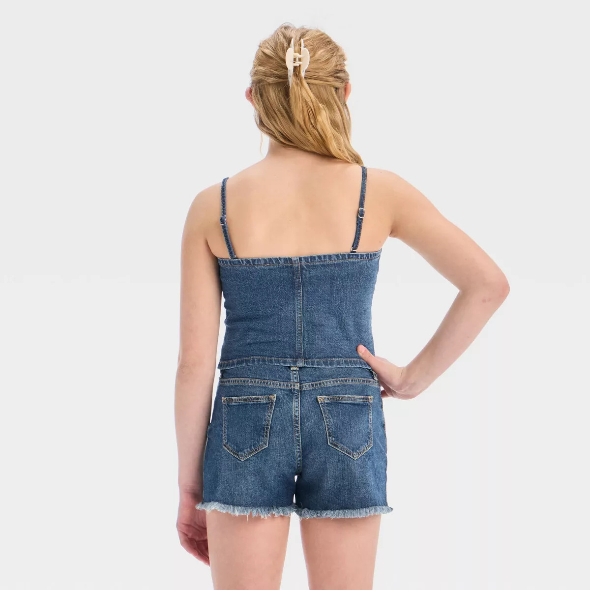 Girls' Button-Front Denim Tank Top - art class™ | Target