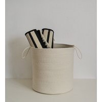 Large Xl Decorative Storage Laundry Hamper Basket, Kids Room Toy White Rope Bohemian Woven Basket | Etsy (US)